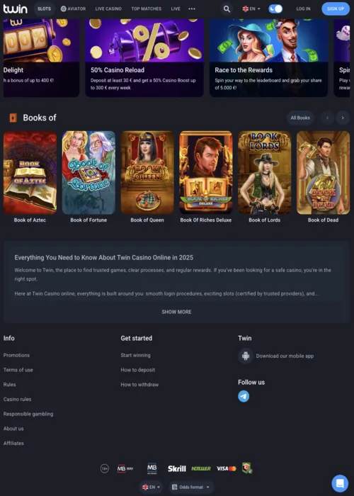 Aplicação móvel casino download Twin Casino